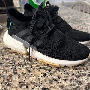 Worn twice. Black Adidas